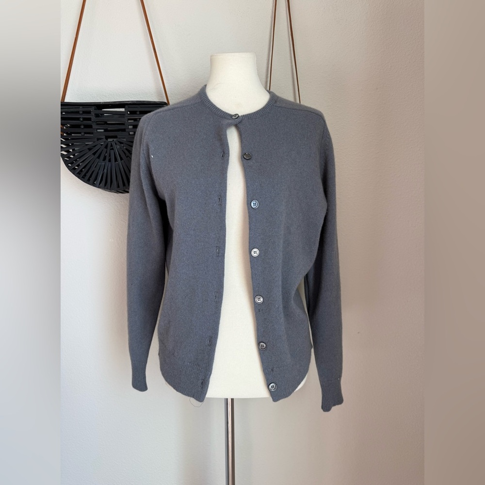 Vintage L.L. Bean Mink Fur & Fine Merino Wool Knit Cardigan Sweater, Size XL